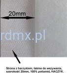 Rzep pasmanteryjny, biały haczyk, 20mm/25mb