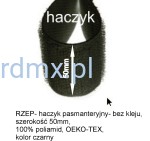 Rzep pasmanteryjny, czarny  haczyk, 50mm/25mb